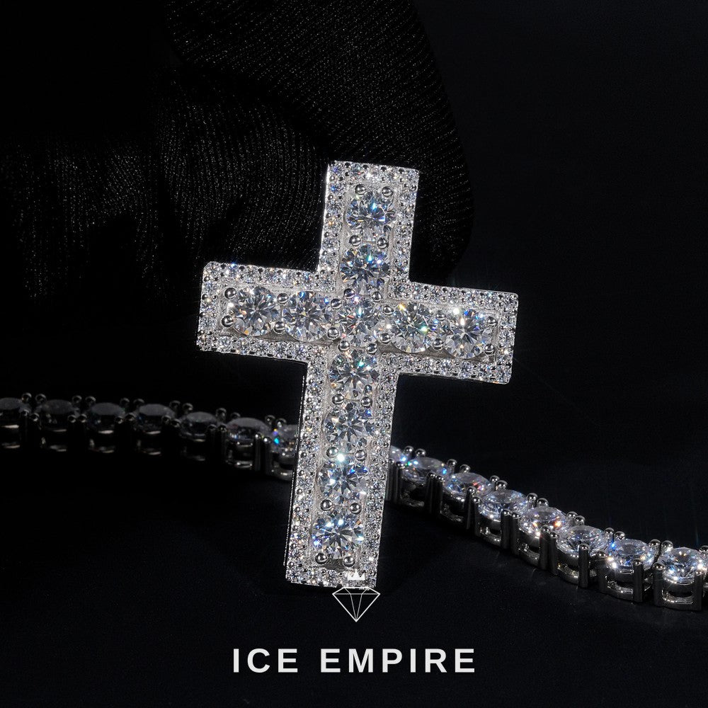 Iced Out Cross 925 Silver Pendant