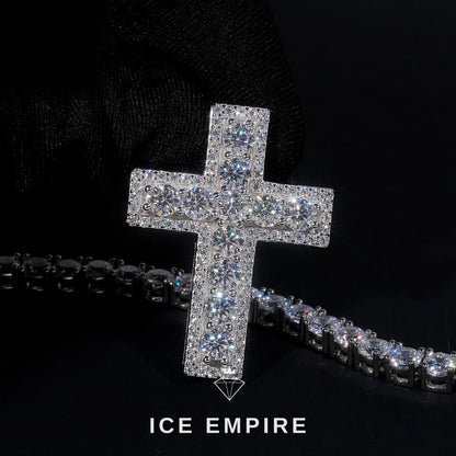 Iced Out Cross 925 Silver Pendant