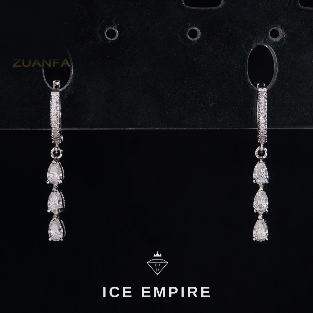 Iced Out 925 Silver Moissanite Hoop Earrings