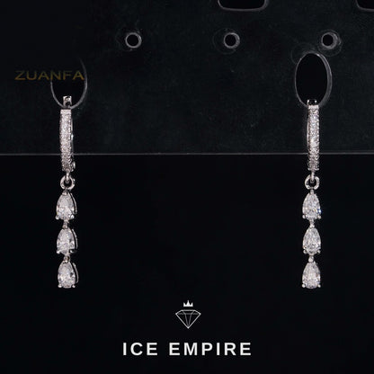 Iced Out 925 Silver Moissanite Hoop Earrings
