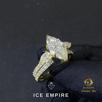 Iced Out 14K Gold Lab Grown Diamond Engagement Ring