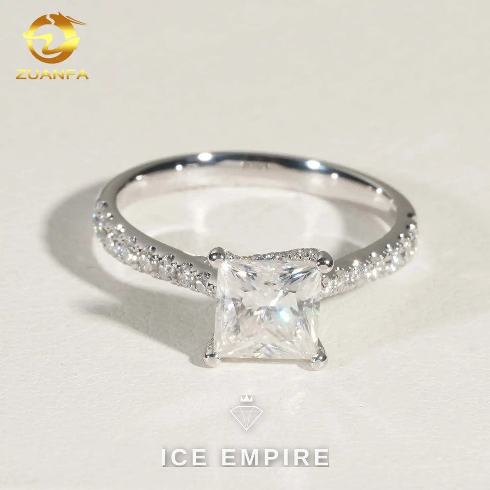 Iced Out 14K Gold Moissanite Engagement Ring