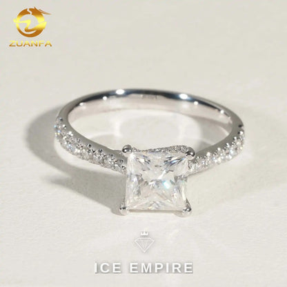 Iced Out 14K Gold Moissanite Engagement Ring