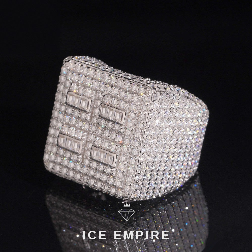 Iced Out Baguette 925 Silver Moissanite Ring