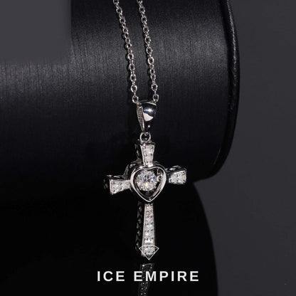 Iced Out Cross 925 Silver Lab Grown Diamond Pendant