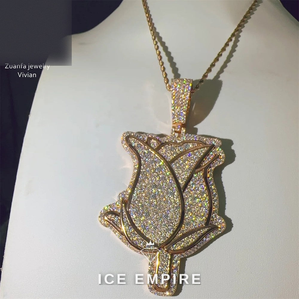 Iced Out Cross 925 Silver Moissanite Pendant