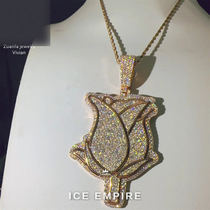 Iced Out Cross 925 Silver Moissanite Pendant