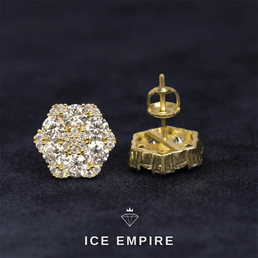 Iced Out 925 Silver Moissanite Stud Earrings