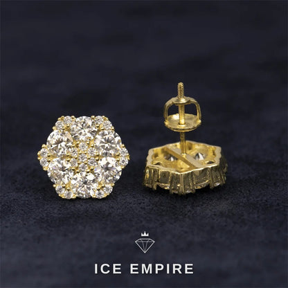 Iced Out 925 Silver Moissanite Stud Earrings