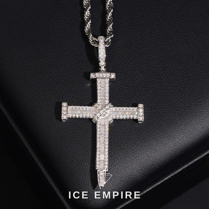 Iced Out Cross Rose Gold Plated Moissanite Pendant