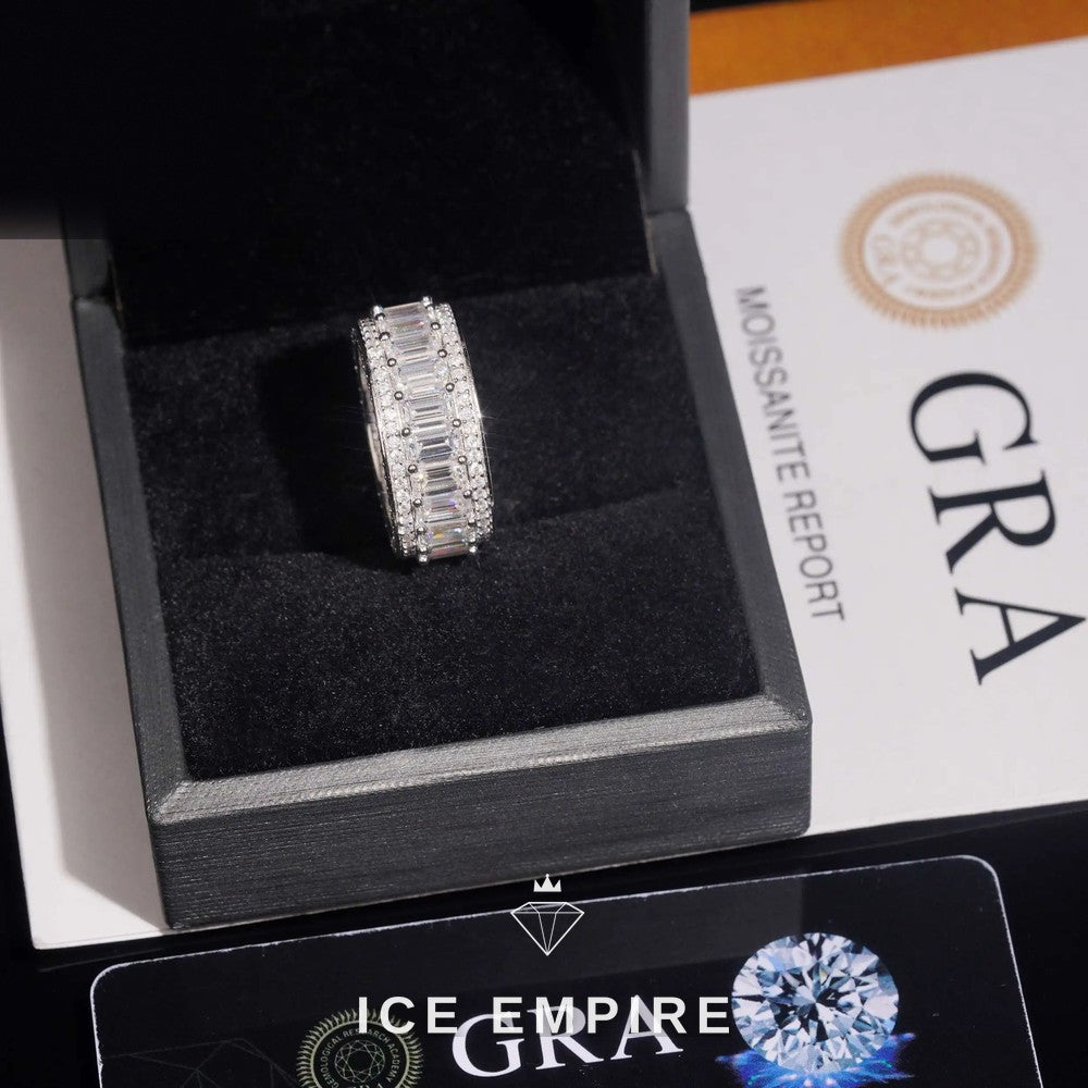 Iced Out 925 Silver Moissanite Ring