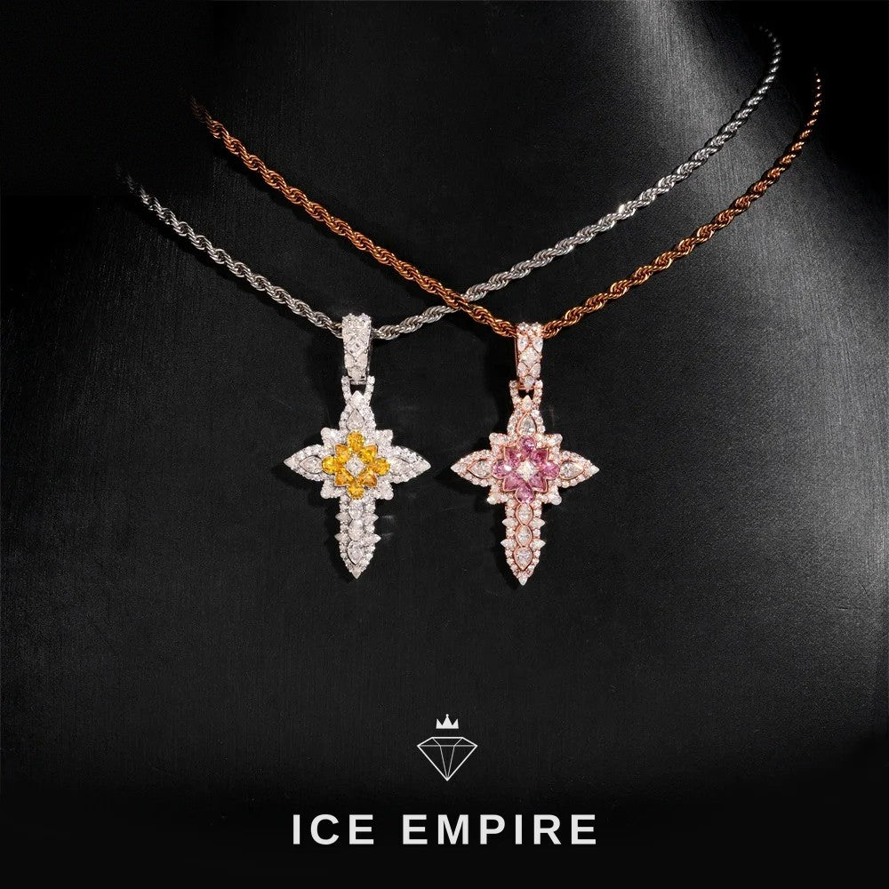 Iced Out Cross Rose Gold Pendant