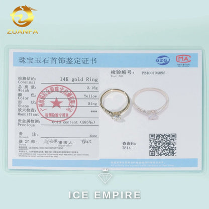 Iced Out 9K Gold Moissanite Engagement Ring
