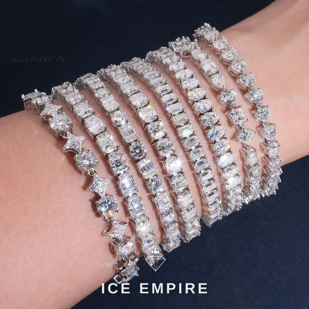 Iced Out 925 Silver Moissanite Tennis Bracelet