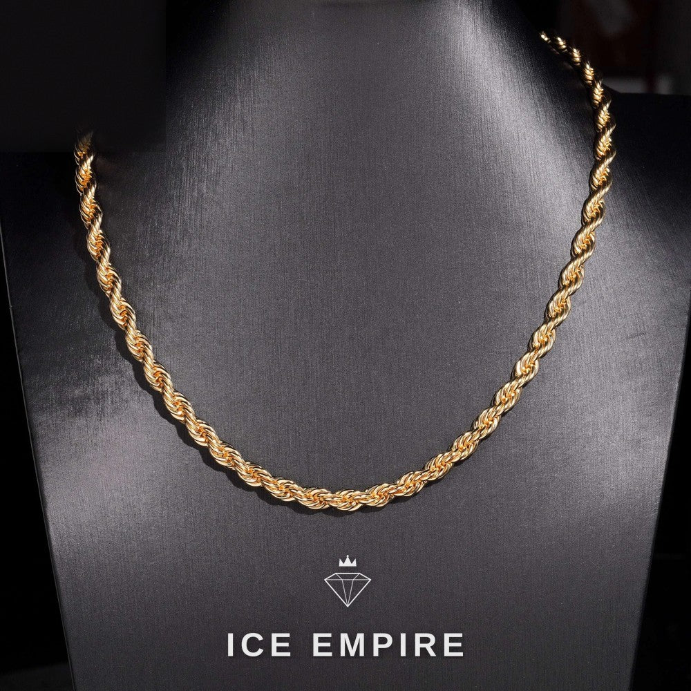 Iced Out Rose Gold Moissanite Rope Chain