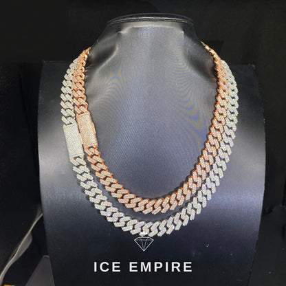Iced Out Rose Gold Moissanite Cuban Chain