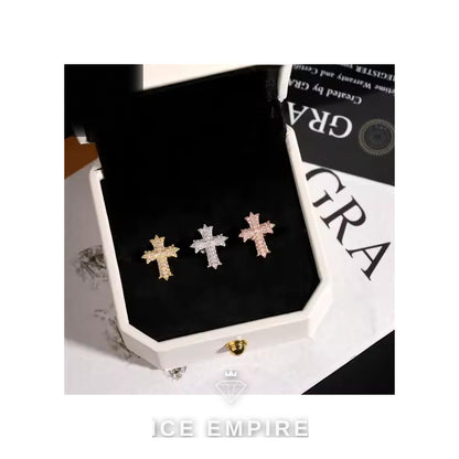 Iced Out Cross 925 Silver Moissanite Earrings