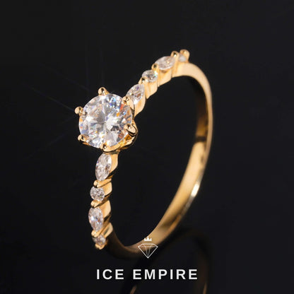 Iced Out 14K Gold Moissanite Engagement Ring