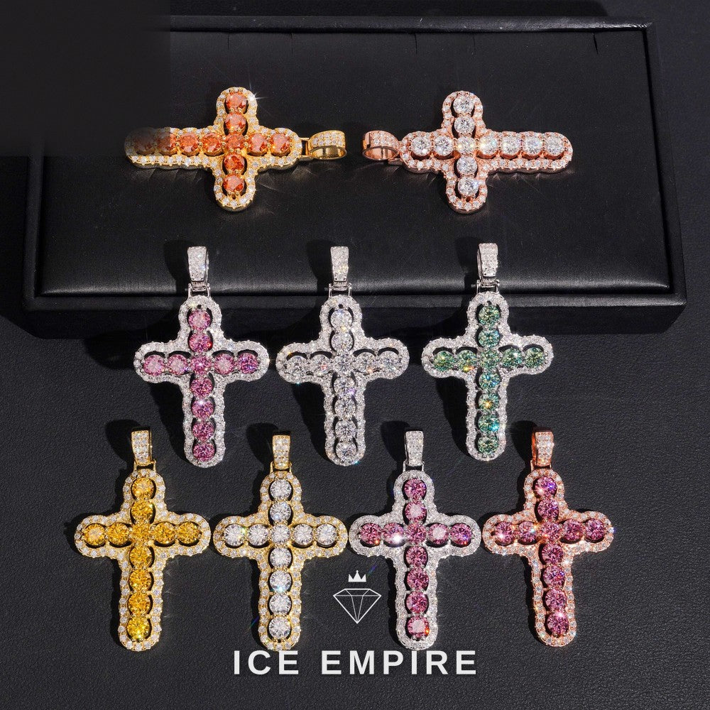 Iced Out Cross 925 Silver Moissanite Pendant