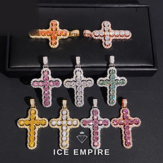Iced Out Cross 925 Silver Moissanite Pendant