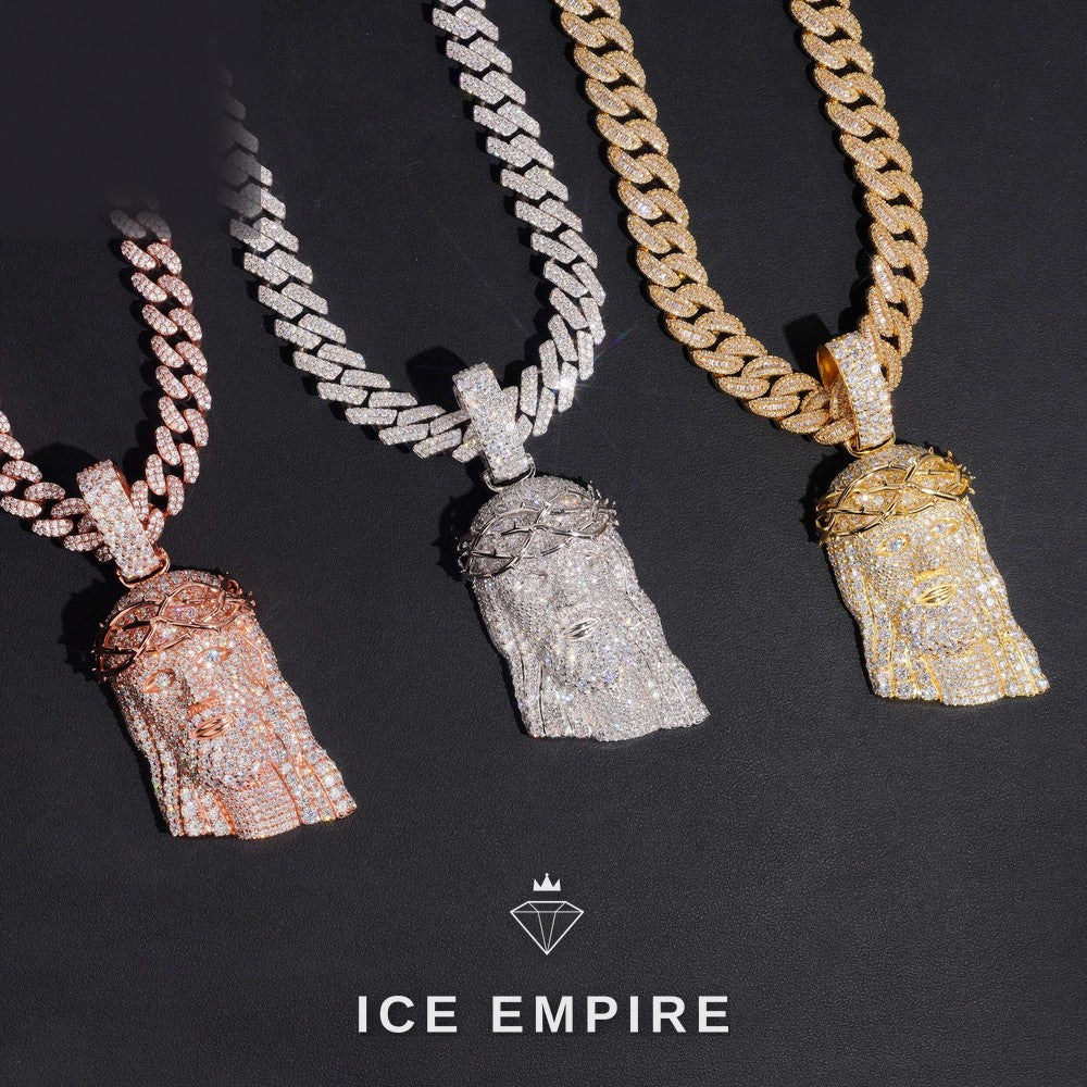 Iced Out 18K Gold Moissanite Pendant