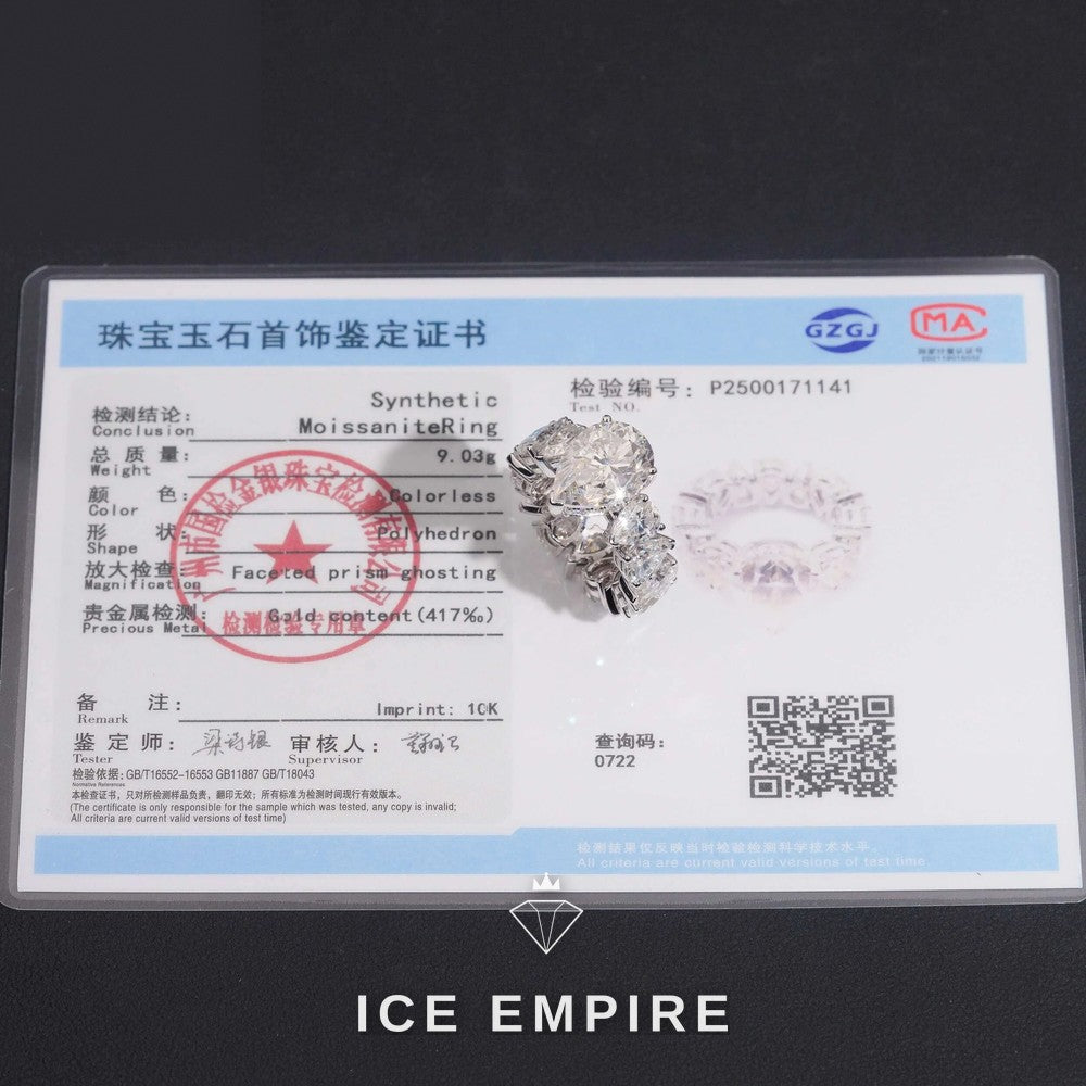 Iced Out 10K Gold Moissanite Ring