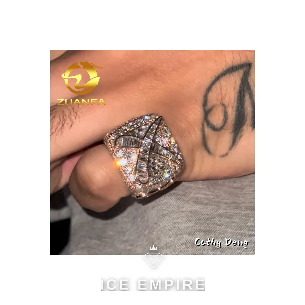 Iced Out 925 Silver Moissanite Ring