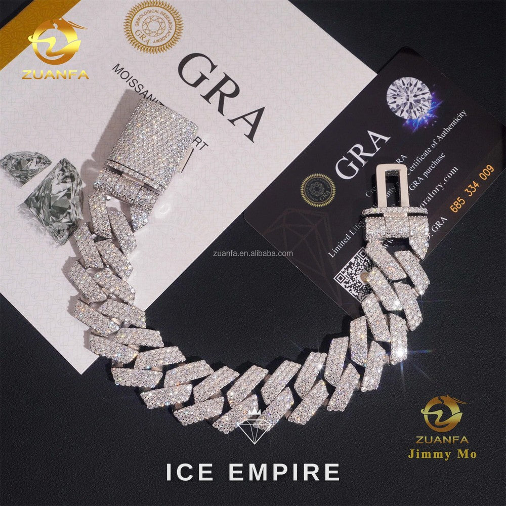 Iced Out 925 Silver Moissanite Cuban Chain