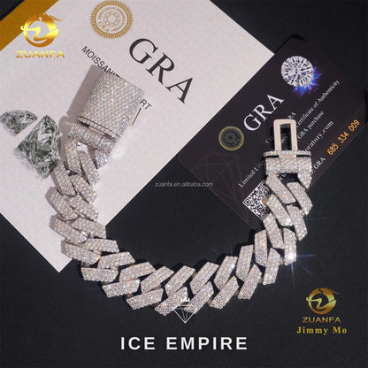 Iced Out 925 Silver Moissanite Cuban Chain