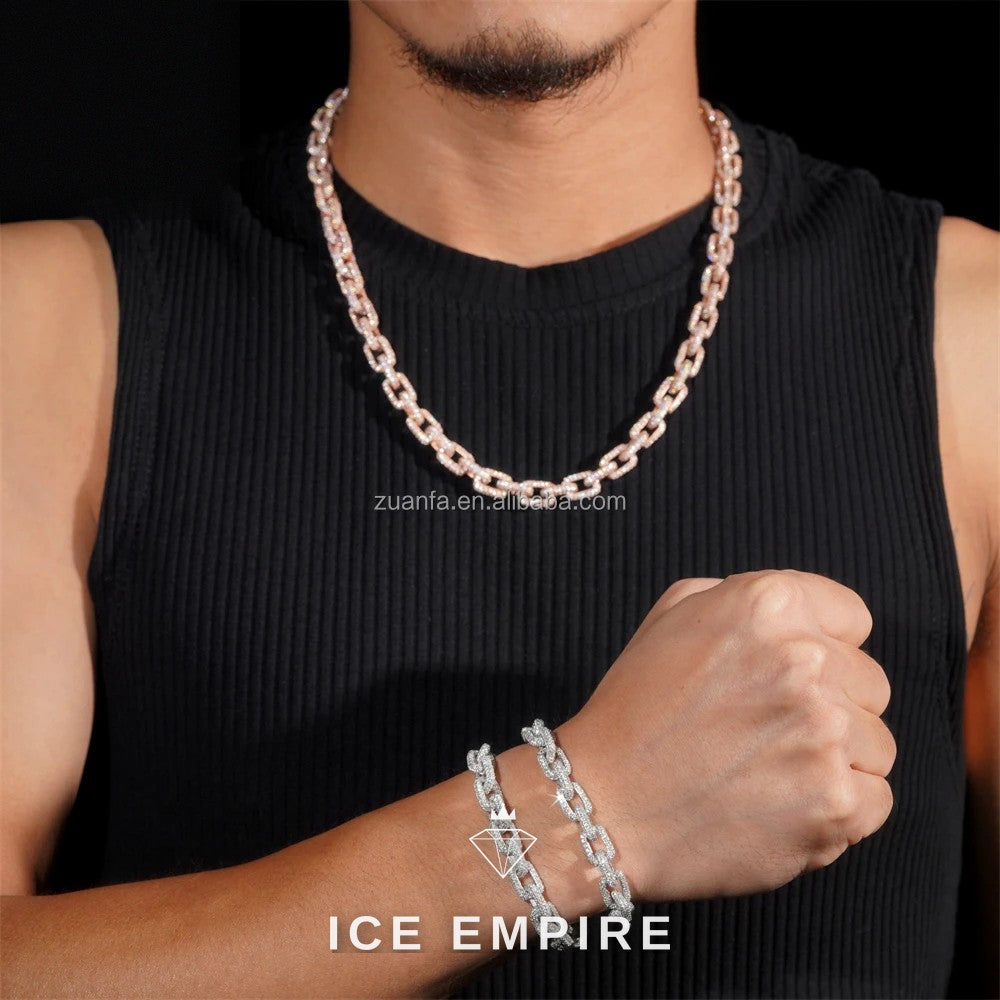 Iced Out 925 Silver Moissanite Cuban Chain