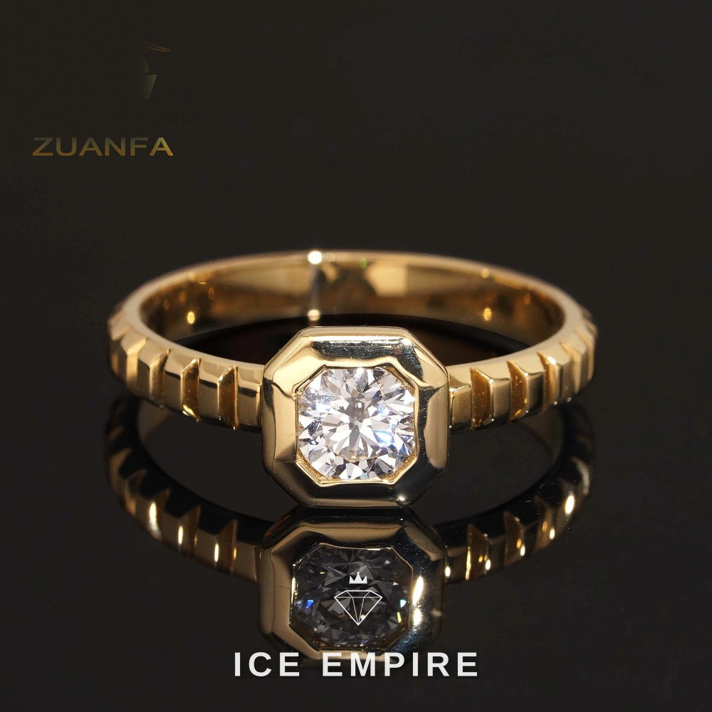 Iced Out 18K Gold Lab Grown Diamond Engagement Ring
