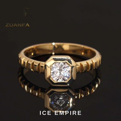 Iced Out 18K Gold Lab Grown Diamond Engagement Ring