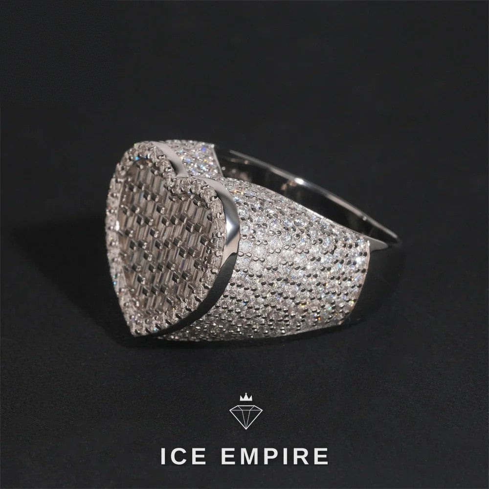 Iced Out Heart 925 Silver Moissanite Ring