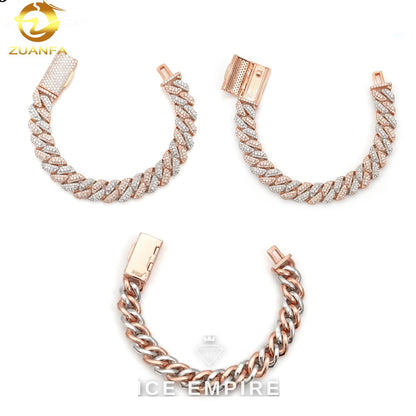 Iced Out Rose Gold Moissanite Cuban Chain