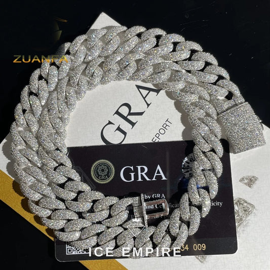 Iced Out 925 Silver Moissanite Cuban Chain