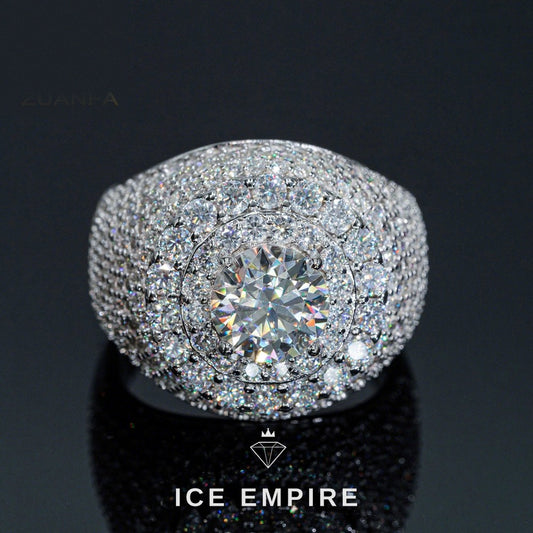 Iced Out Cluster Gold Plated Moissanite Ring