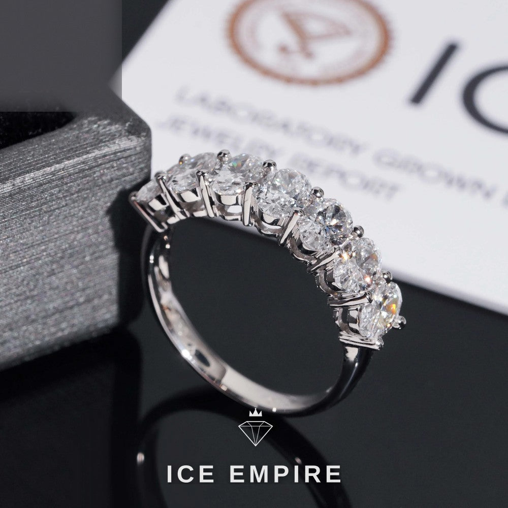 Iced Out 925 Silver Lab Grown Diamond Wedding Band