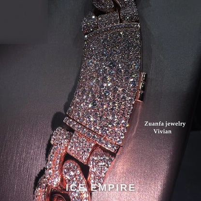 Iced Out Rose Gold Plated Moissanite Cuban Chain