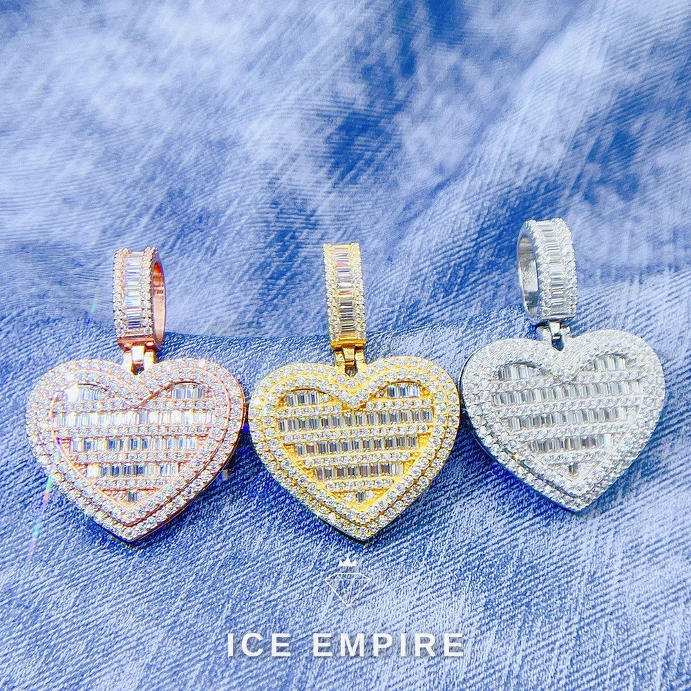 Iced Out Heart Rose Gold Plated Pendant