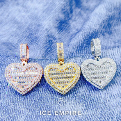 Iced Out Heart Rose Gold Plated Pendant