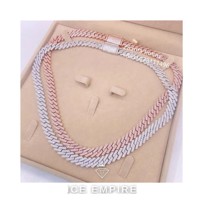 Iced Out Rose Gold Moissanite Cuban Chain