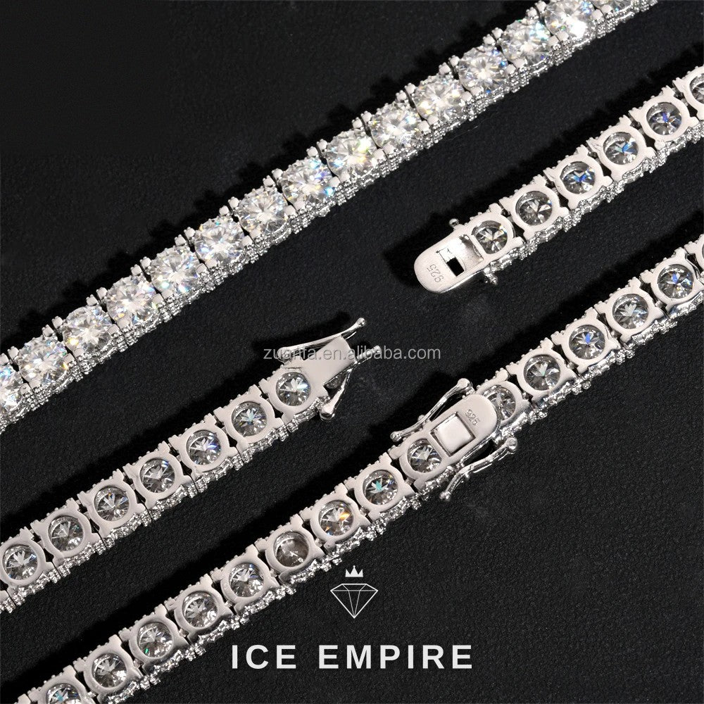 Iced Out Cluster 925 Silver Moissanite Cuban Chain