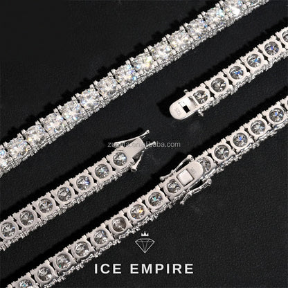 Iced Out Cluster 925 Silver Moissanite Cuban Chain