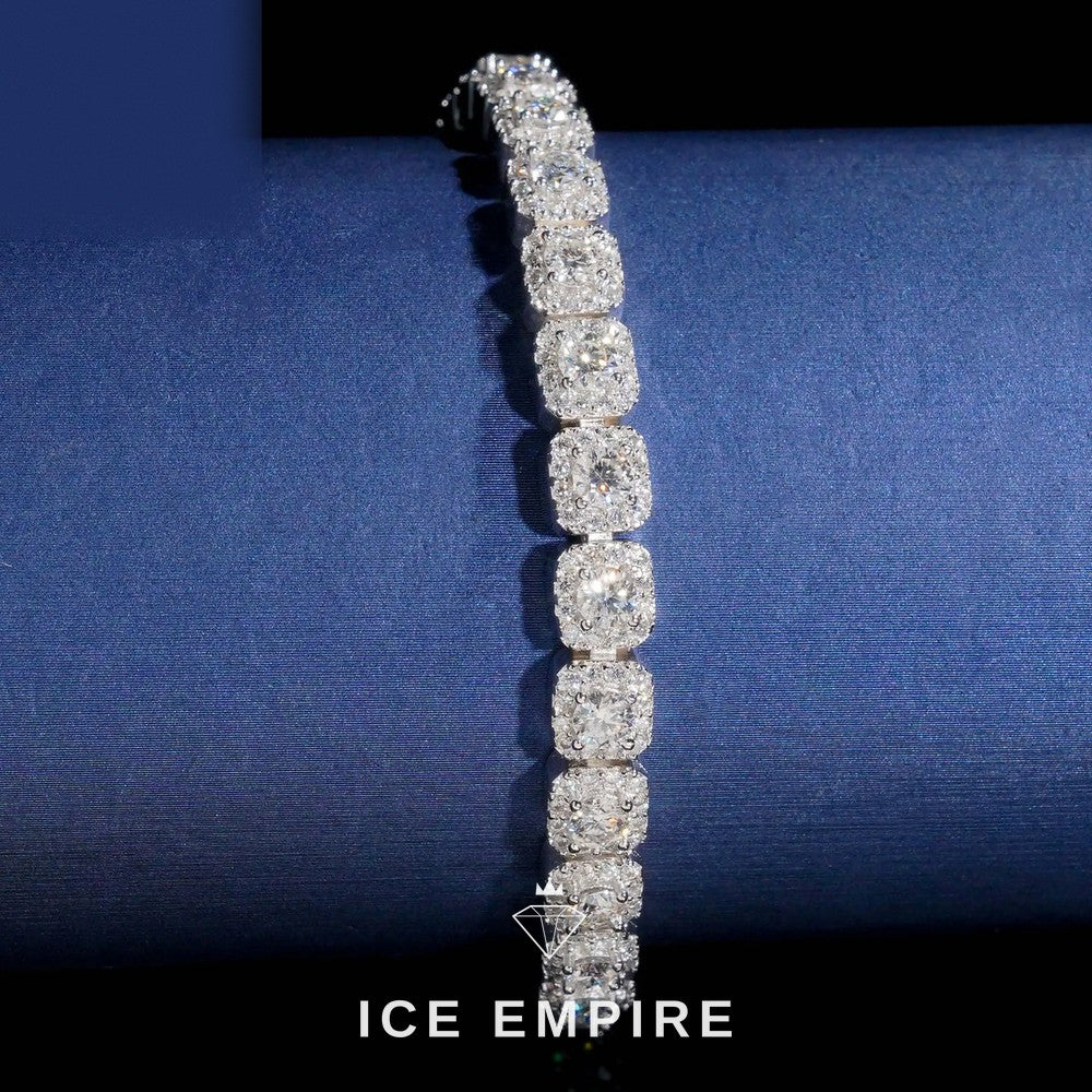 Iced Out Cluster 18K Gold Moissanite Tennis Bracelet