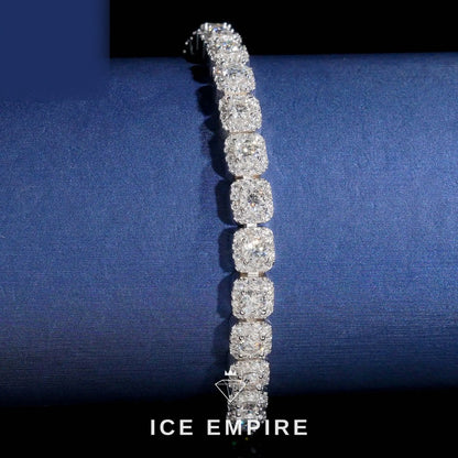 Iced Out Cluster 18K Gold Moissanite Tennis Bracelet