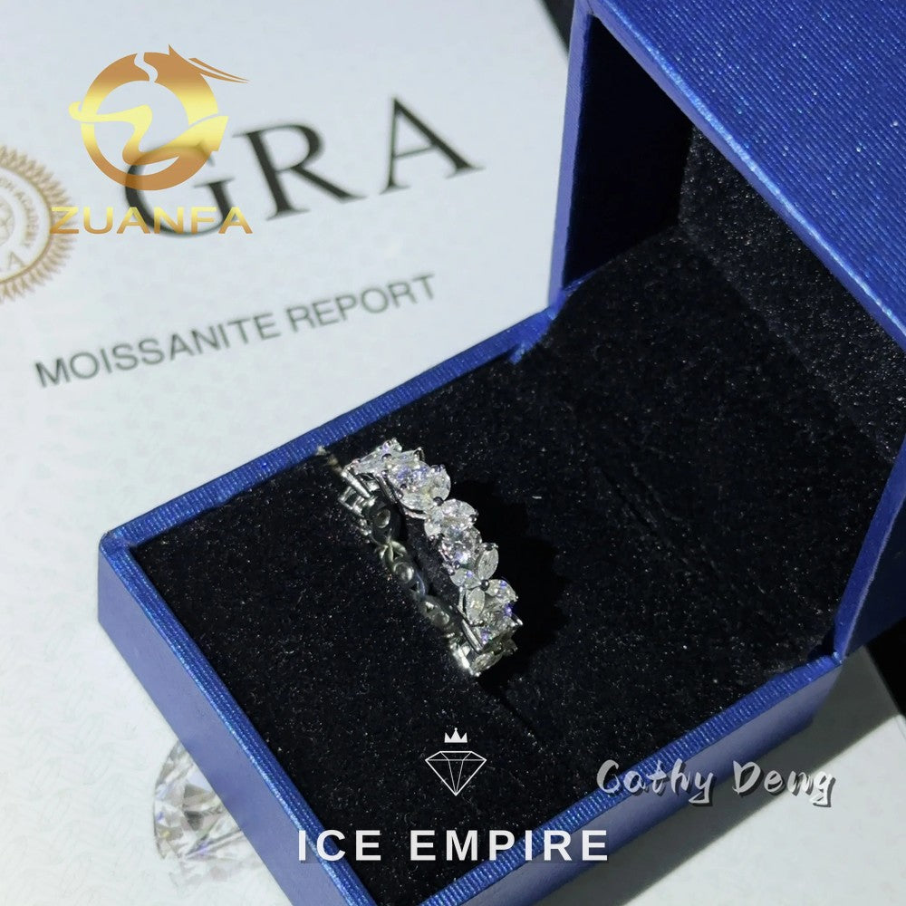Iced Out 925 Silver Moissanite Engagement Ring
