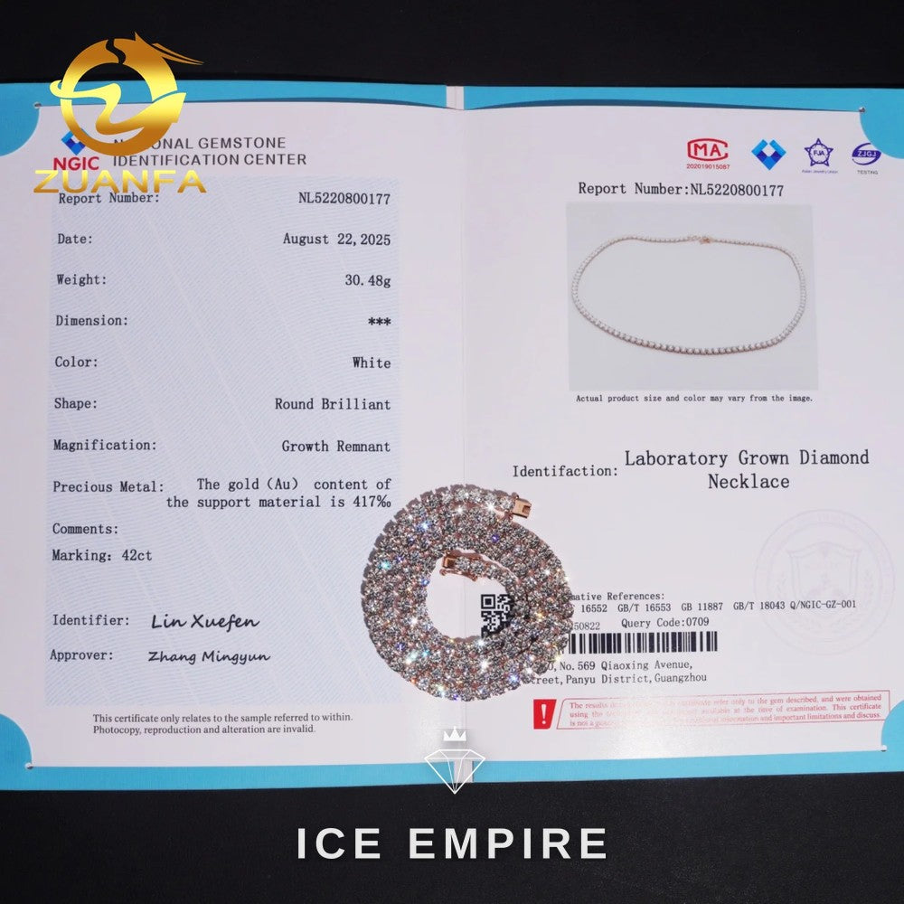 Iced Out 10K Gold Lab Grown Diamond Tennis Chain