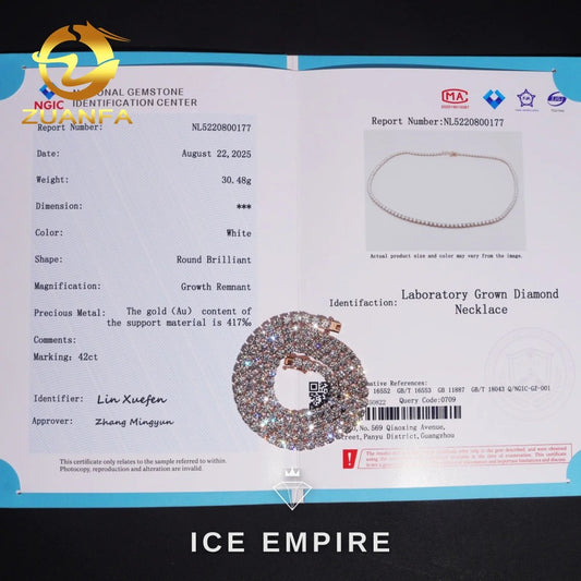 Iced Out 10K Gold Lab Grown Diamond Tennis Chain