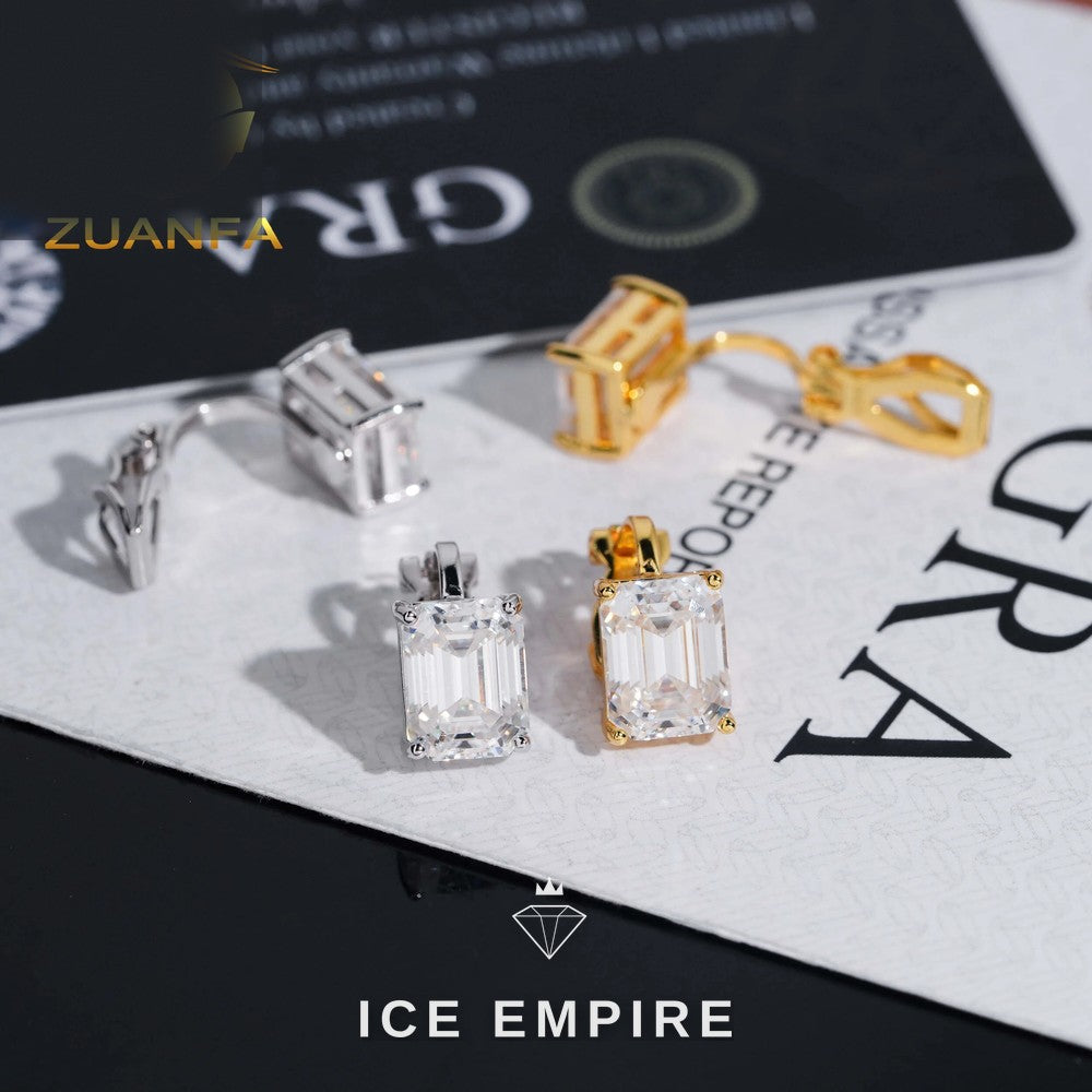 Iced Out 925 Silver Moissanite Stud Earrings