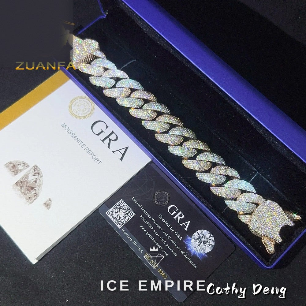 Iced Out 925 Silver Moissanite Cuban Chain